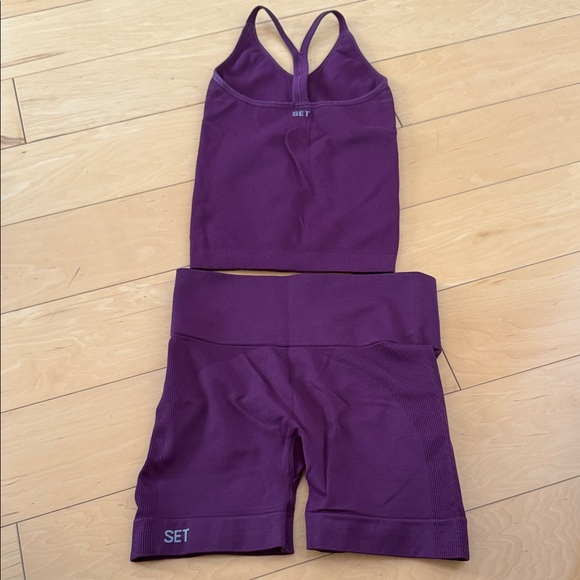 SET Active Purple Back Tank and Bike Shorts Set - Picture 3 of 5